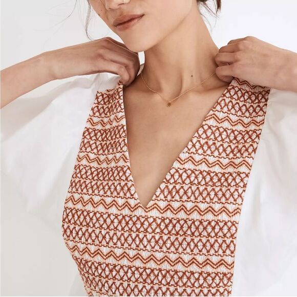 Madewell Embroidered Poplin V-Neck Mini Dress - Picture 5 of 7